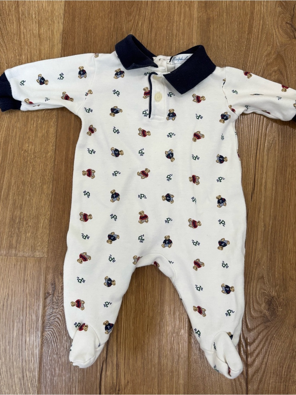Ralph Lauren Collared Teddy Bear Onesie
